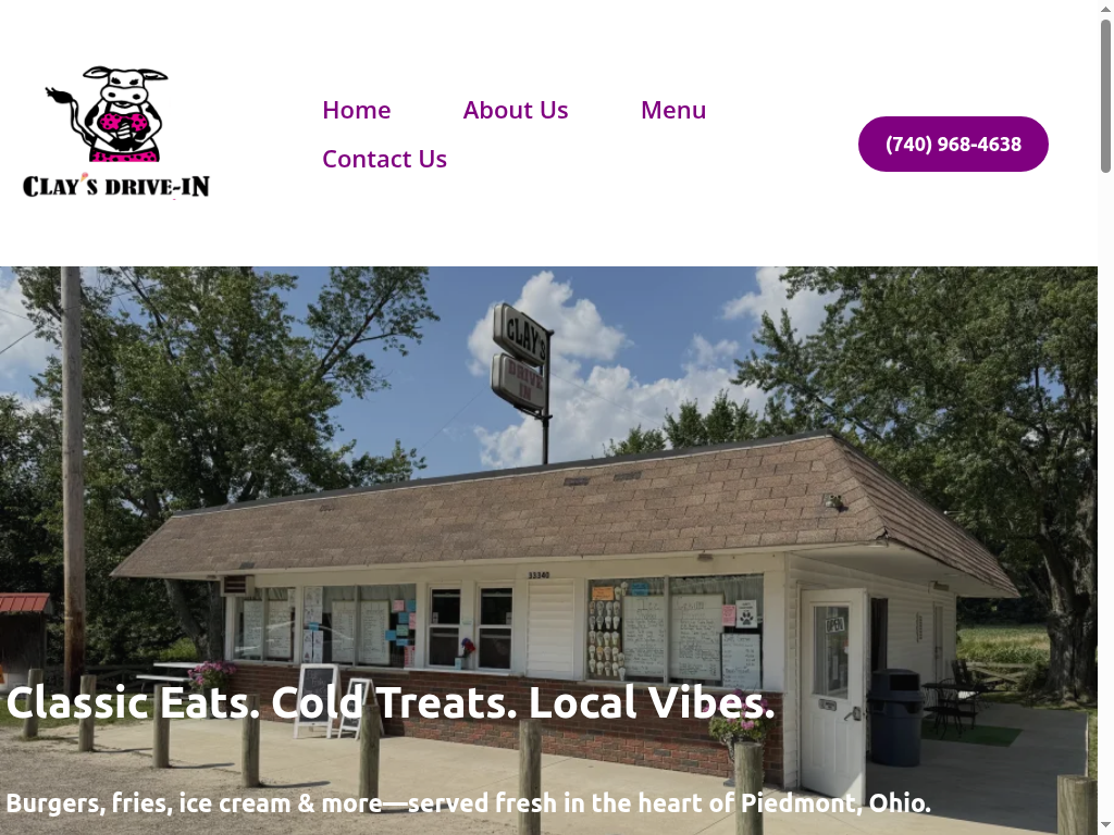 Clay's Drive-In website preview