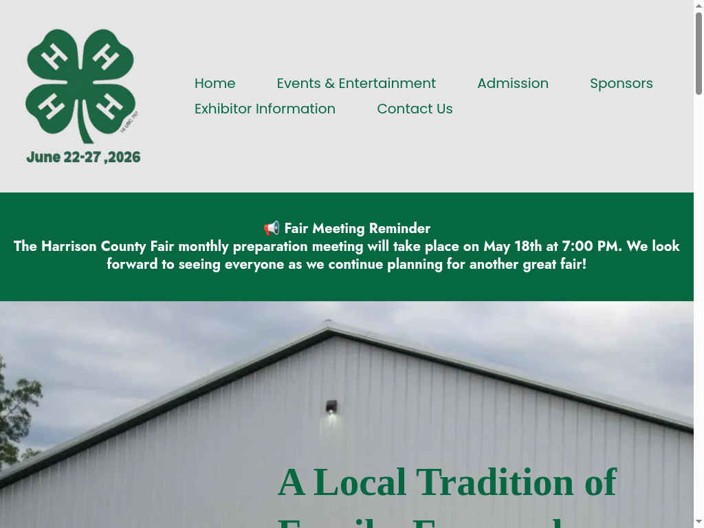 Harrison County Fair website preview